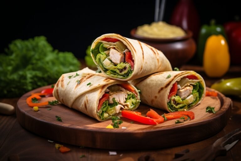 Chicken Turkey Wrap with Peppers and Vegetables